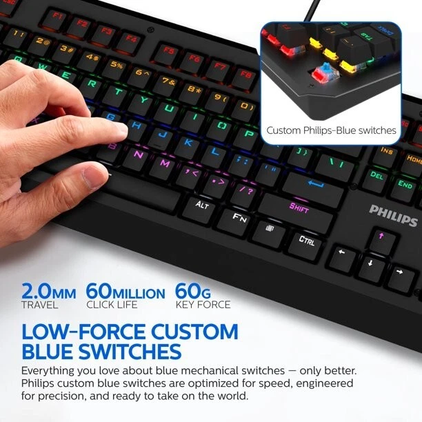 Clavier Gaming Philips Momentum SPK8413/00 – Rétroéclairé RGB – Image 4