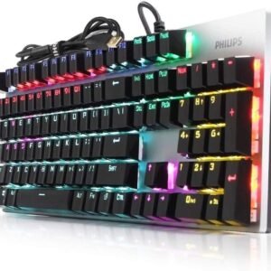 Clavier Gaming Mécanique Philips Momentum SPK8404/00 – LED Multicolore, Anti-Ghosting, USB Filaire.
