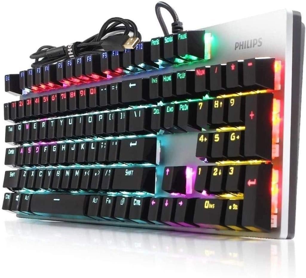 Clavier Gaming Mécanique Philips Momentum SPK8404/00 – LED Multicolore, Anti-Ghosting, USB Filaire.