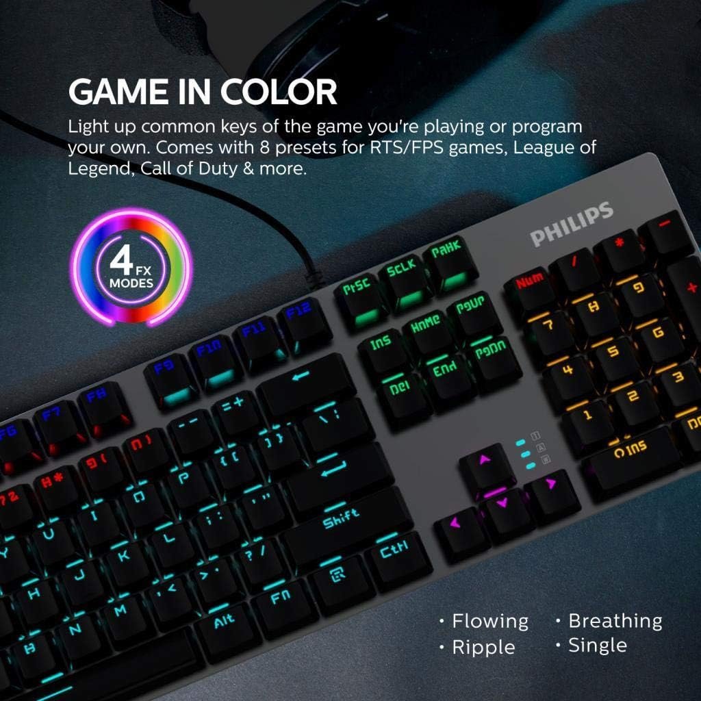 Clavier Gaming Mécanique Philips Momentum SPK8404/00 – LED Multicolore, Anti-Ghosting, USB Filaire. – Image 3