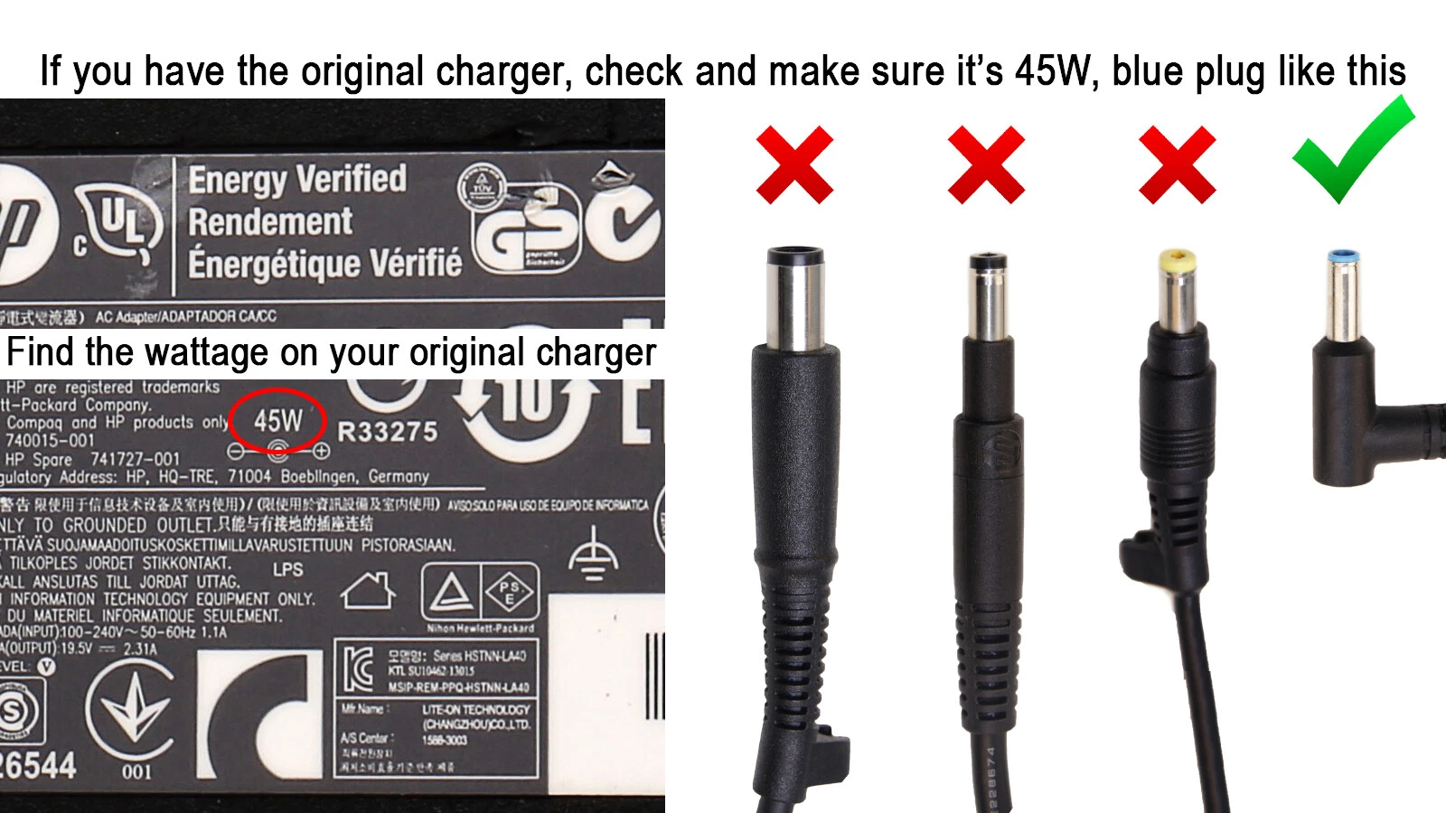 Chargeur pour ordinateur portable HP – Embout bleu – Image 3
